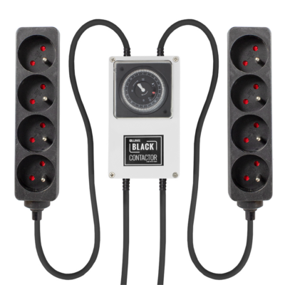 LUMii BLACK Zeitschaltuhr mit 2x 4-fach Steckerleiste, Steckdosentyp E
