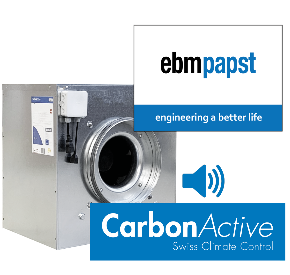 CarbonActive EC EBM Silent Box 1250m3/h, 980Pa, ø 250 mm