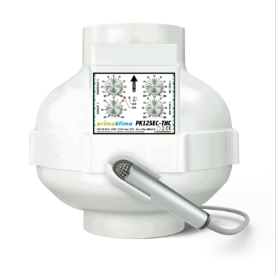 Prima Klima EC-Ventilator, 0-680m³/h flange Ø125 mm with temp&hygro control unit, 0-170W