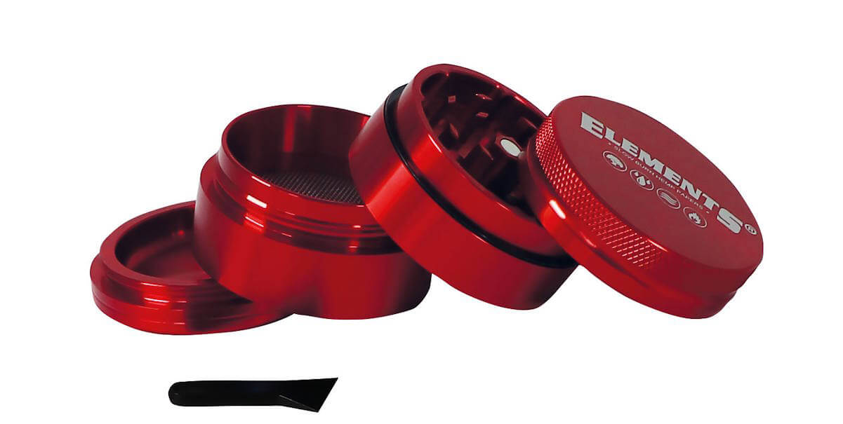 Elements Red Grinder Aluminium 4 Part Small