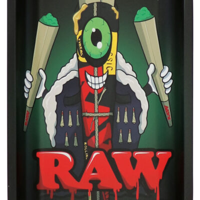 RAW Black Metal Rolling Tray Cone Monster – Small