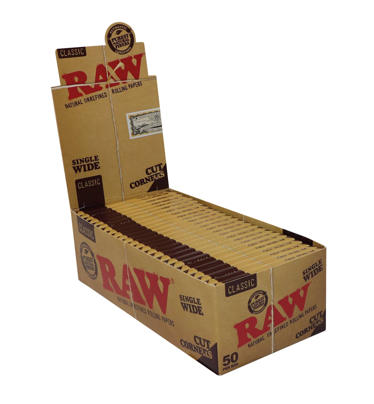 RAW Papers Single Wide Cut Corner, 50 Blatt